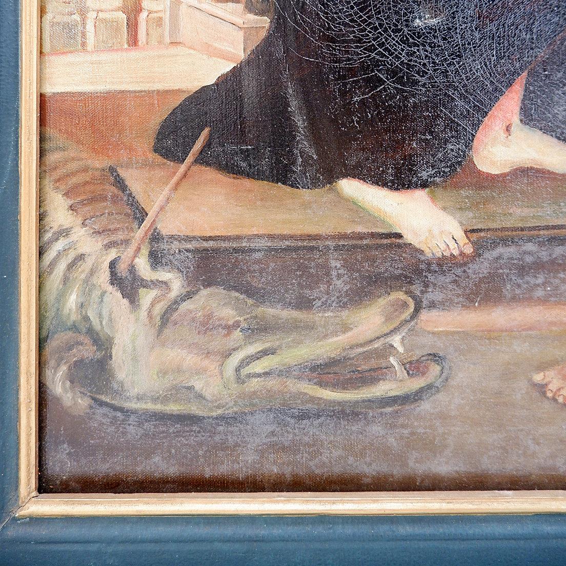 Gemälde auf Leinwand signiert J. Meirt im Zustand „Relativ gut“ im Angebot in Linkebeek, BE