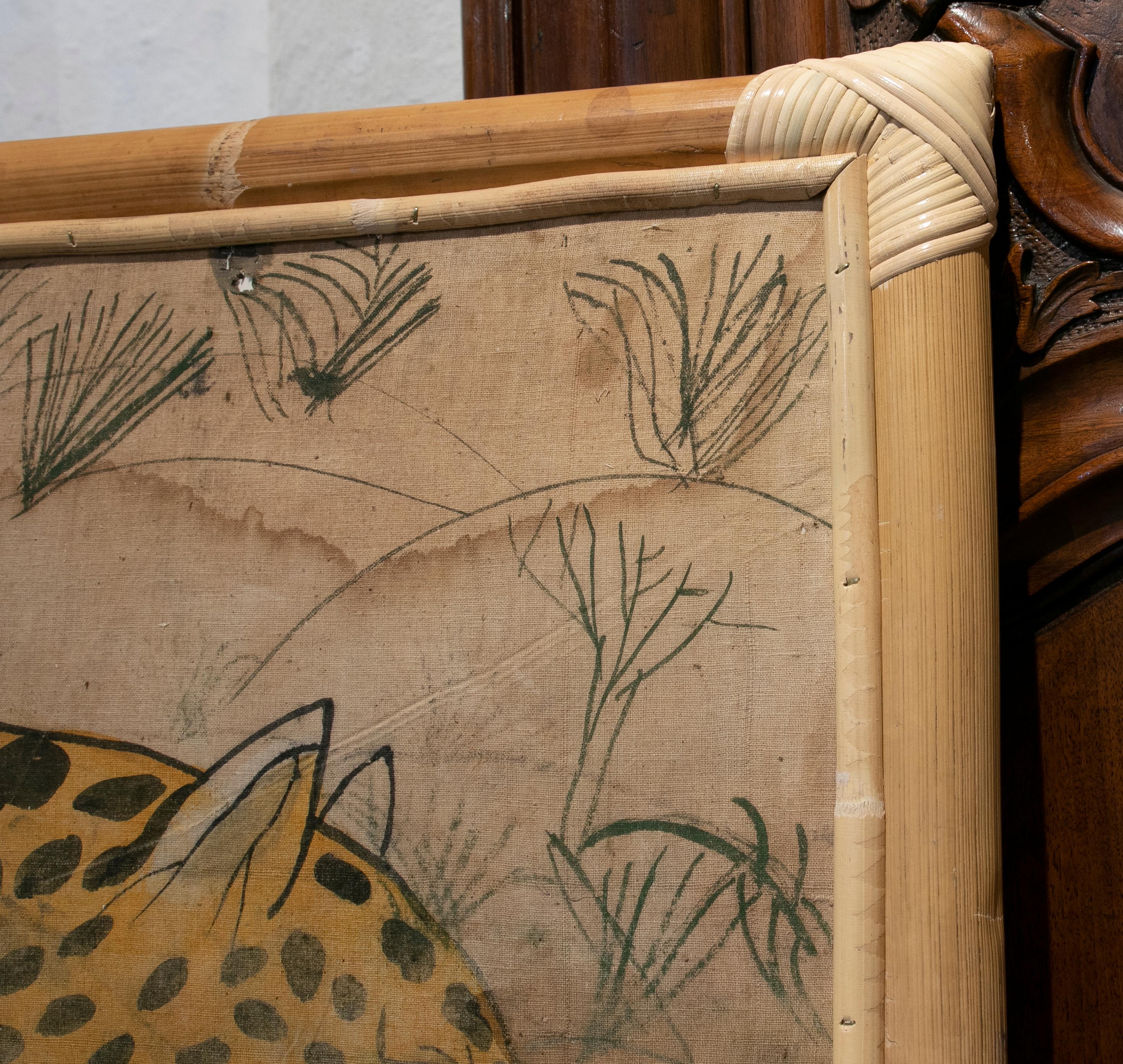 Painting on Fabric of a Leopard from Designer Jaime Parlade In Good Condition In Marbella, ES