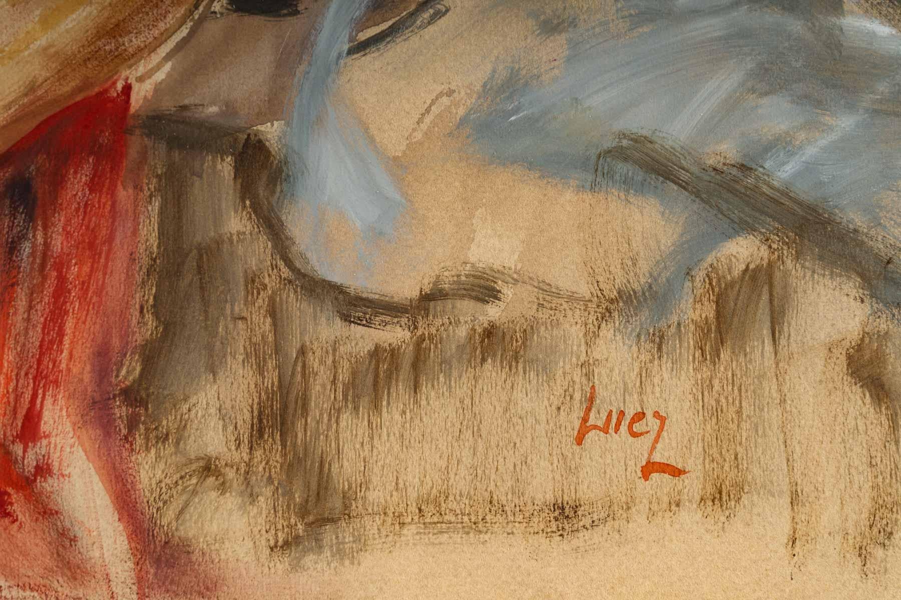 Papier Peinture sur papier de Luez, XXe siècle en vente