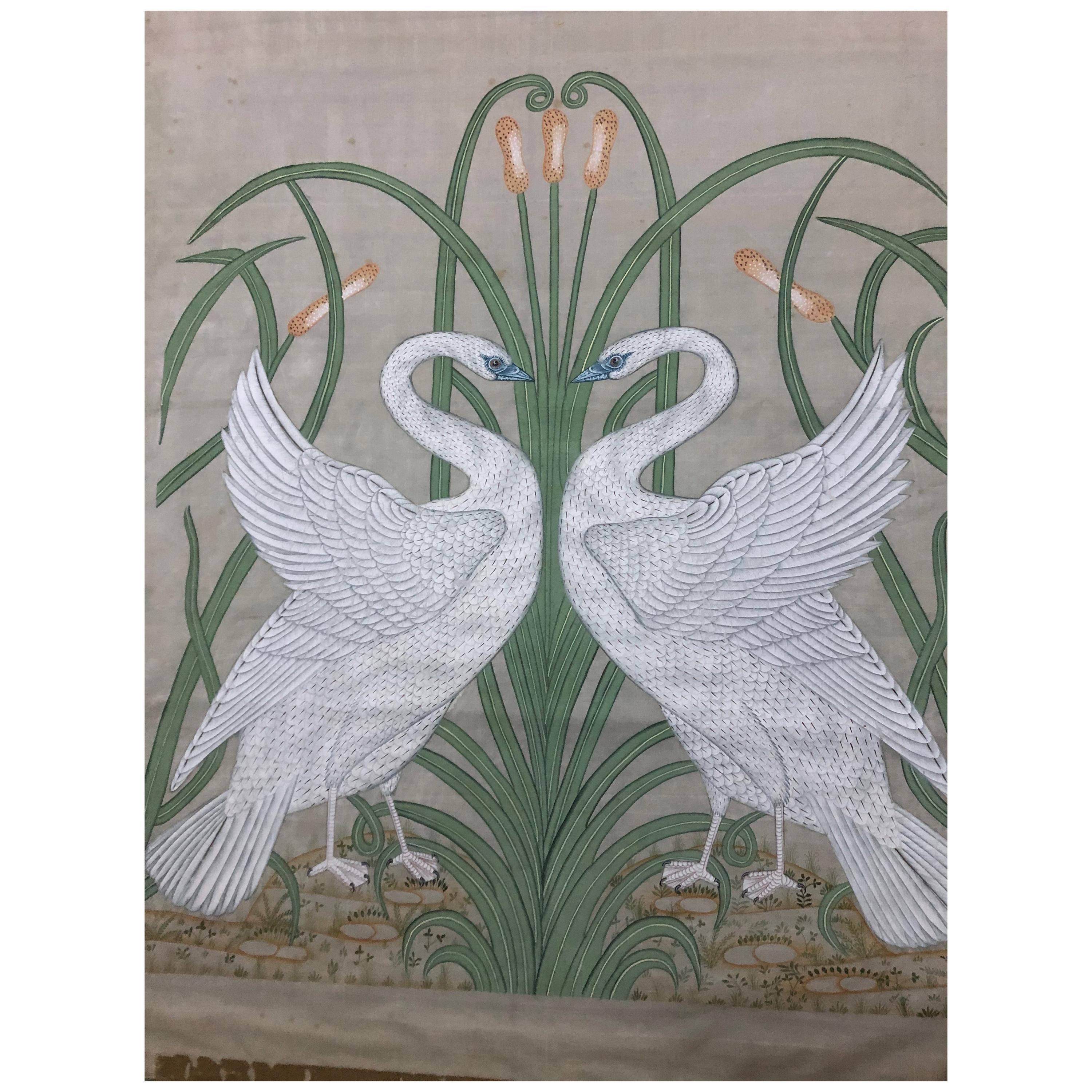 Painting on Silk, Art Nouveau For Sale