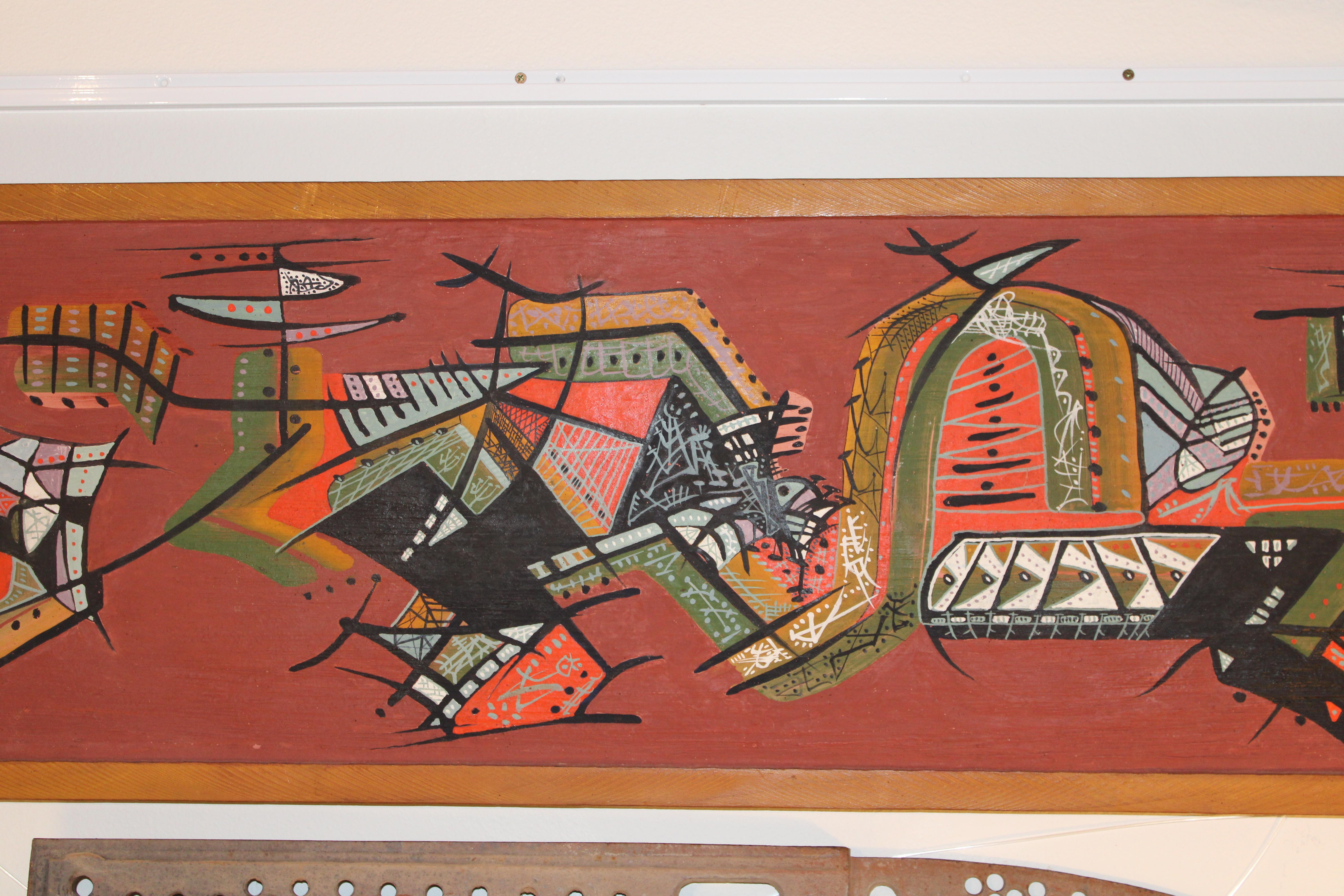 Painting on Wood by Wilder Bentley, 1959 In Good Condition For Sale In Palm Springs, CA