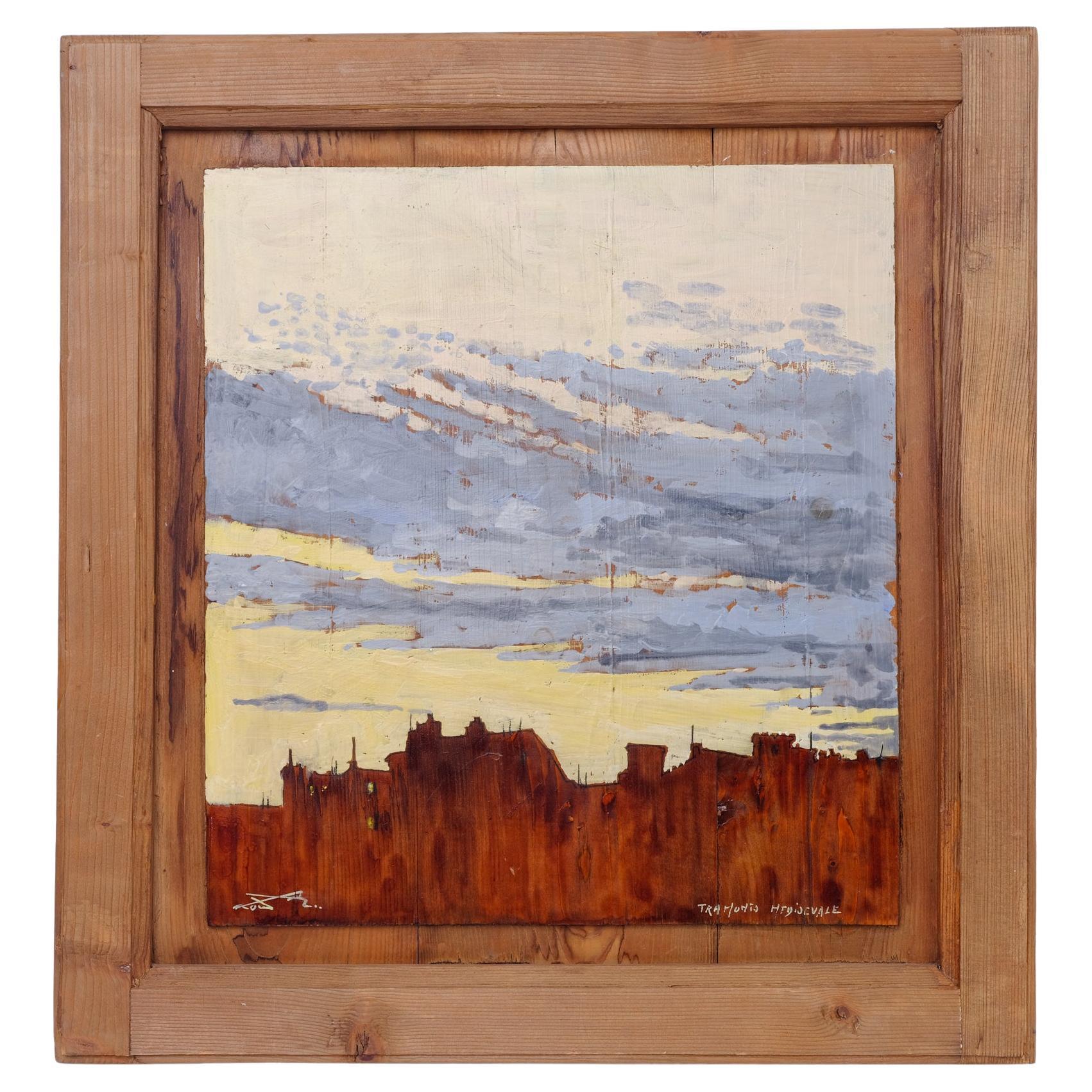 Painting on Wood "Italian Medieval Sunset"