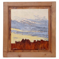 Gemälde auf Holz "Italienischer mittelalterlicher Sonnenuntergang"