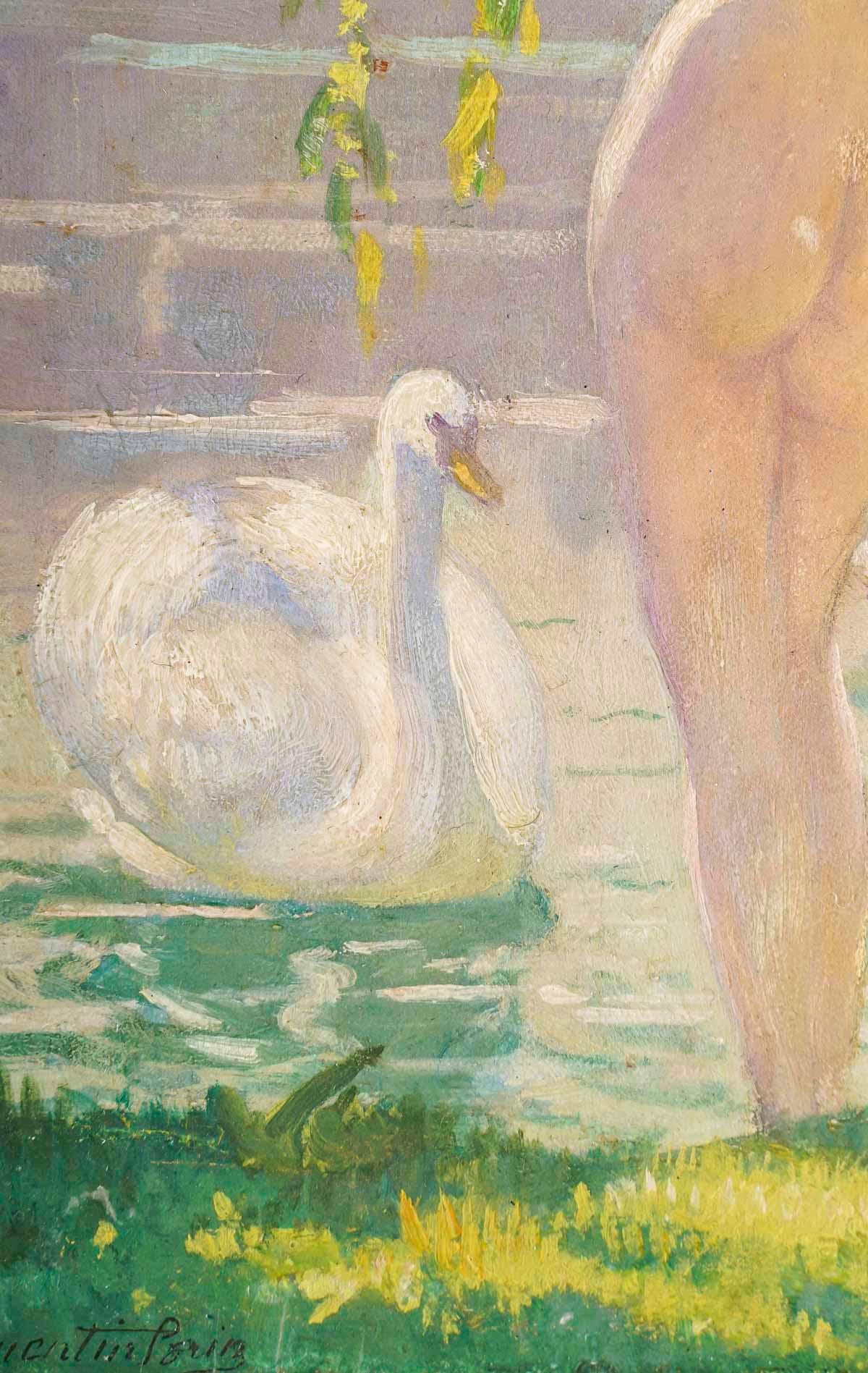 Painting on Wood Panel, Art Deco Period, by Emile Quentin-Brin, 1869-1950. In Good Condition For Sale In Saint-Ouen, FR