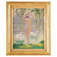 Vintage Painting on Wood Panel, Art Deco Period, by Emile Quentin-Brin, 1869-1950.