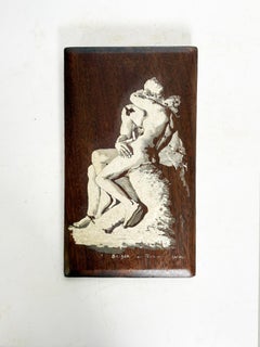 Painting on wooden panel, Sketch of a Rodin subject, France, 20th century