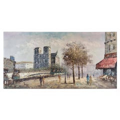 Quadro "Parigi, Notre-Dame, banchina della Senna, strada..." di Burnett, circa 1980