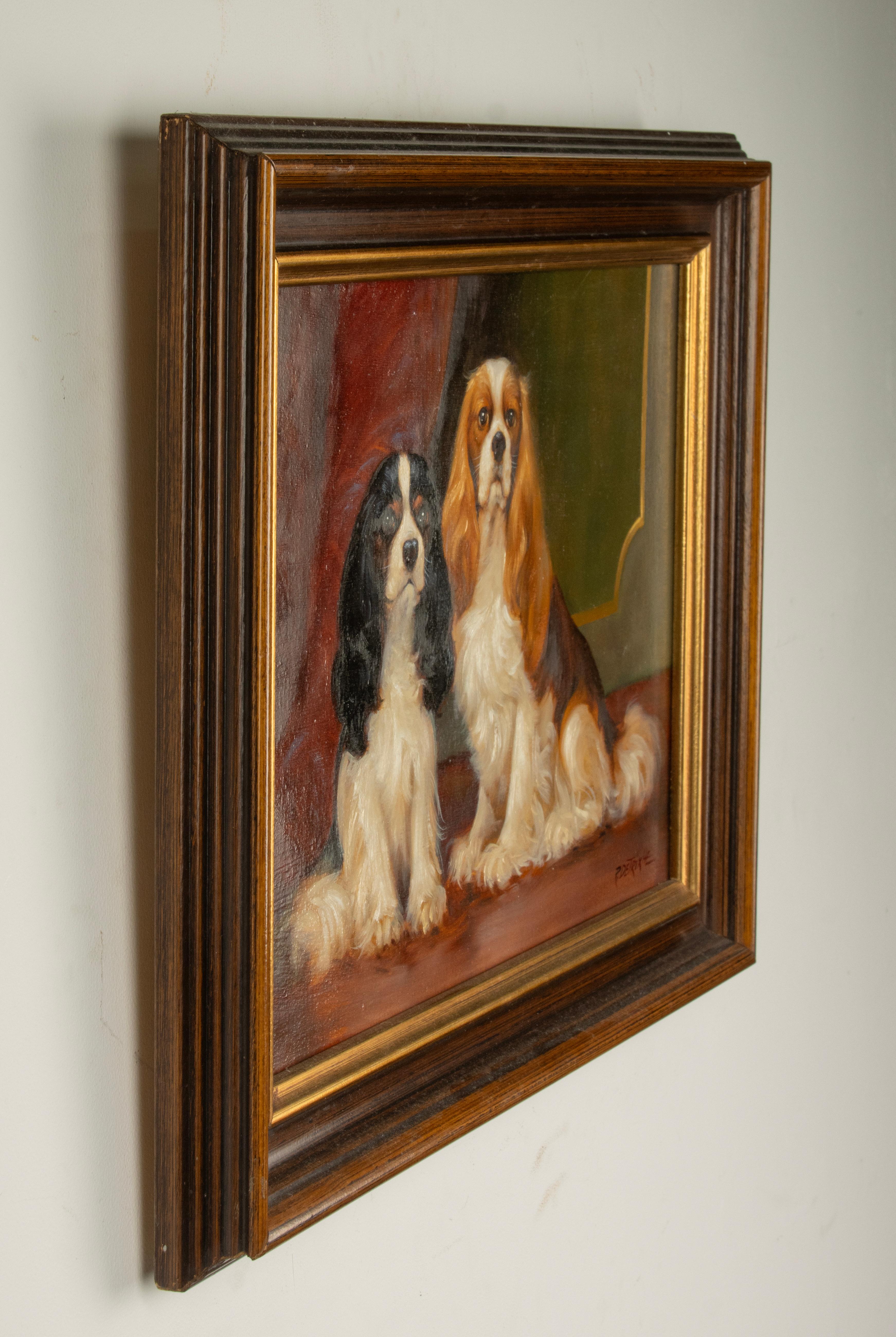 Painting - Portrait of 2 King Charles Spaniels - DETRIXHE Robert 4