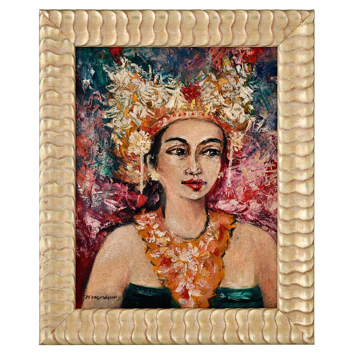 Painting, Portrait of a Balinese Beauty Dr. R. M Moerdowo, 1960 For Sale