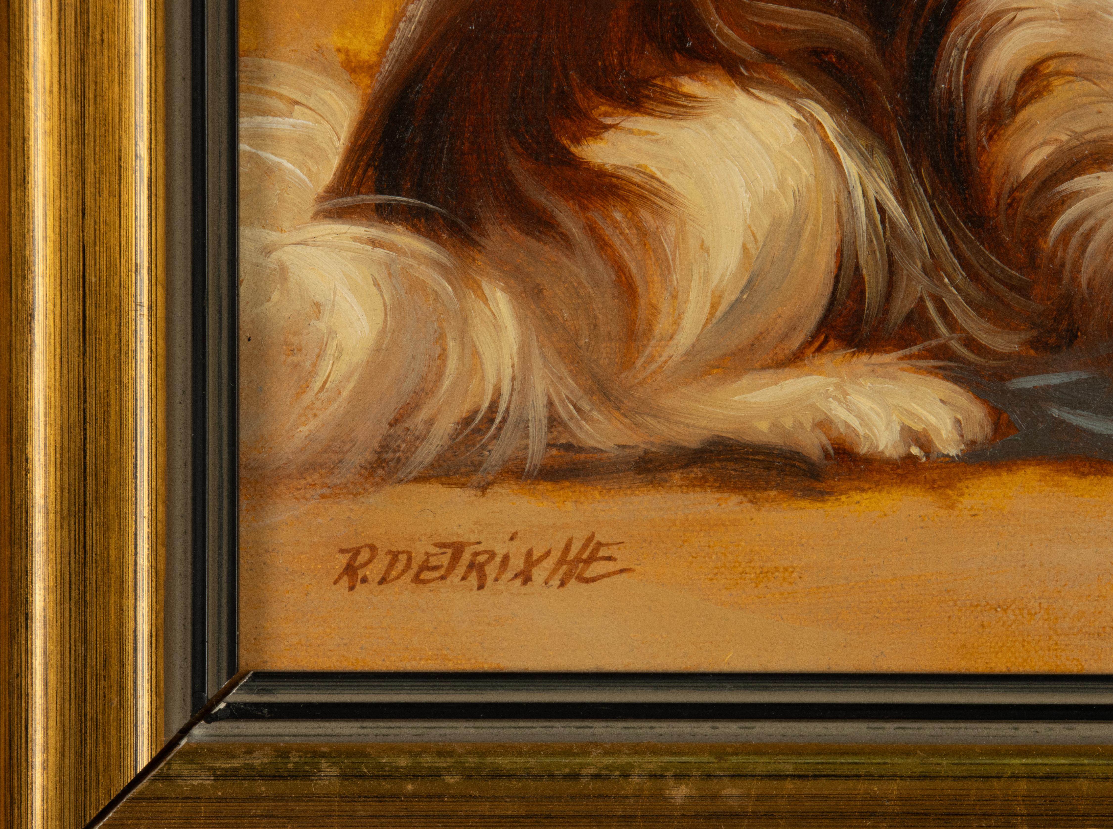 Hand-Painted Painting - Portrait of a Cavalier King Charles Spaniel Dog - by Robert Detrixhe For Sale