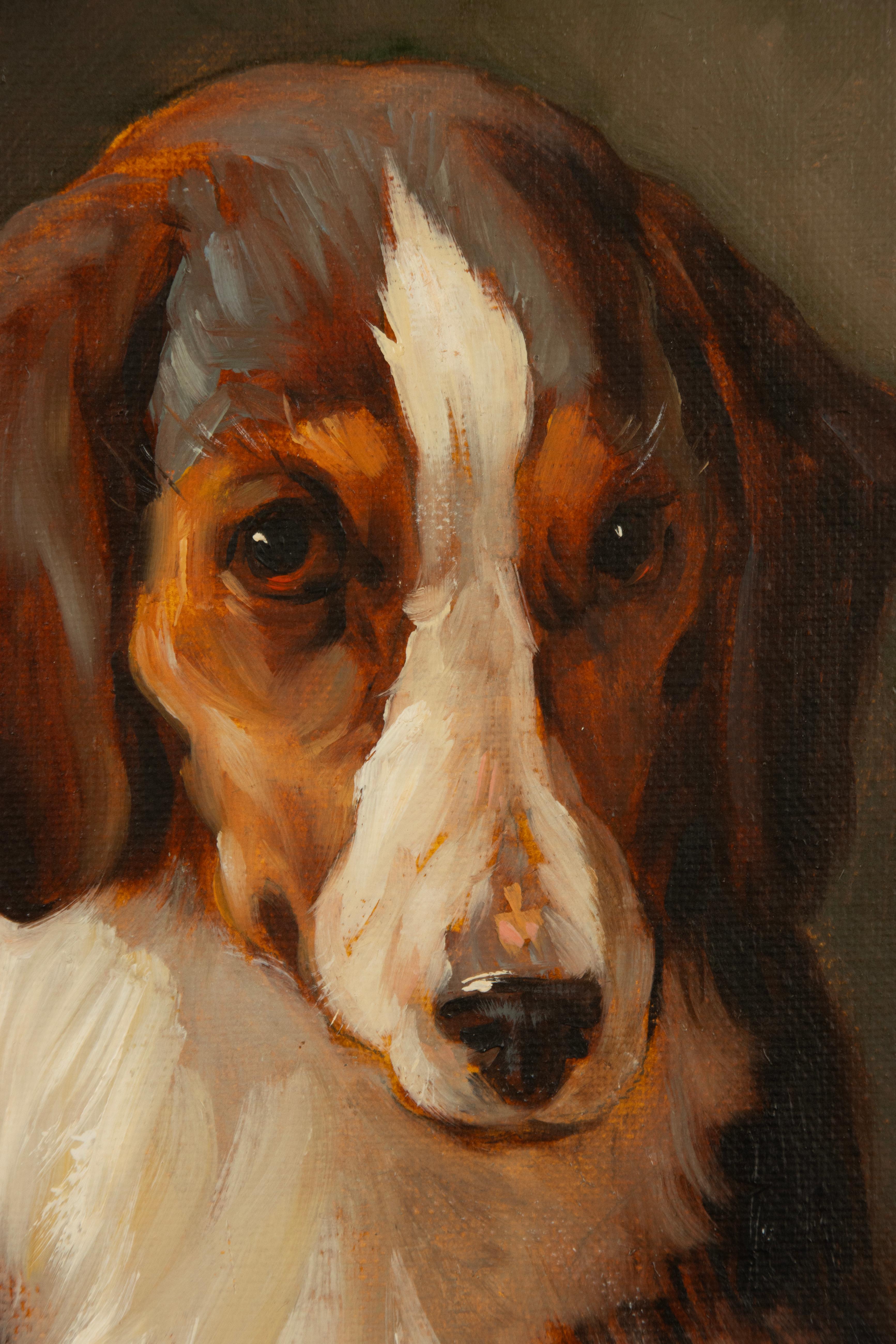 Hand-Painted Painting - Portrait of a Collie Dog - by Robert Detrixhe For Sale
