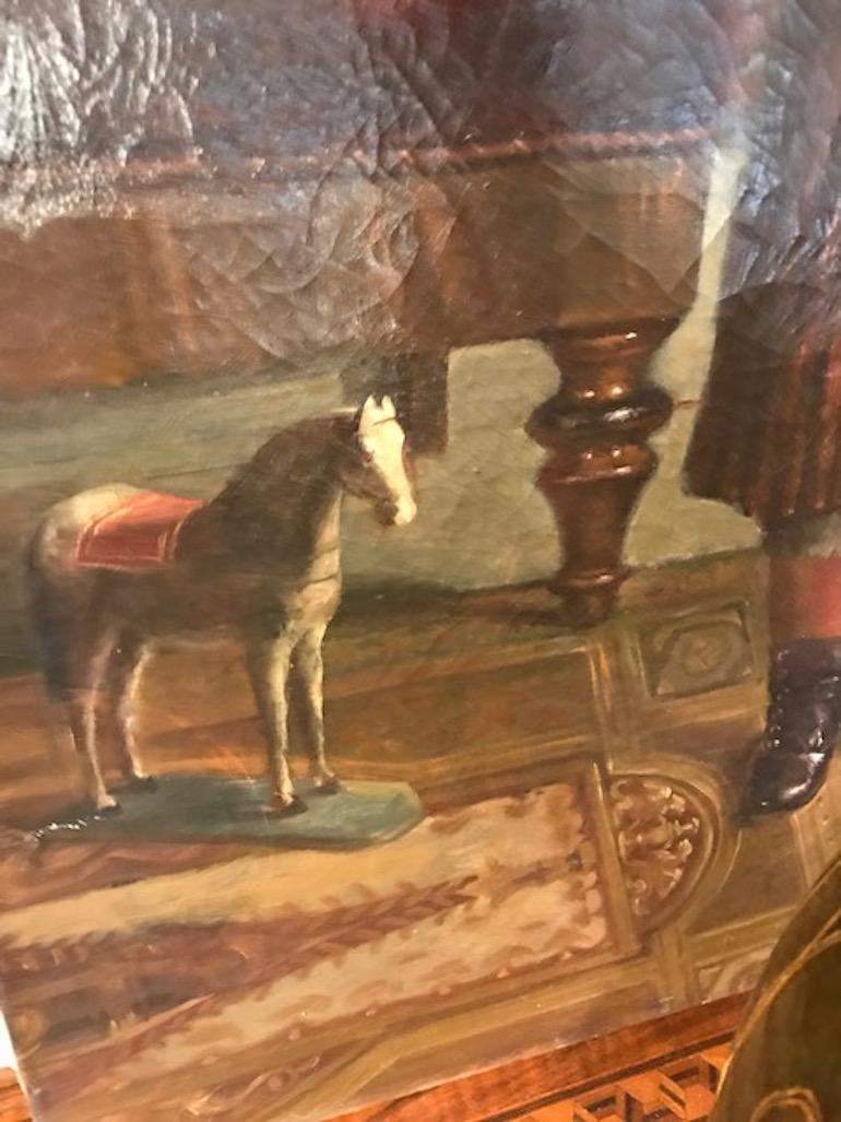 Romantic Painting Portrait of Boy with Toy Horse