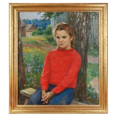 Tableau « Portrait d'Olya », de l'artiste russe Nikolaï Sergueïevitch Tchoukov, années 1970