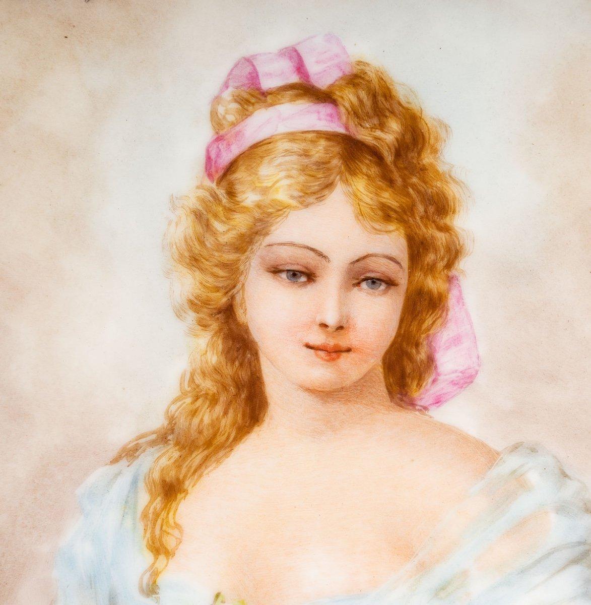 Napoléon III Peinture - Portrait sur plaque de porcelaine - Laure Levy - Fin du XIXe siècle