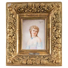 Antique Painting Portrait On Porcelain Plate Laure Lévy End of XIXth century