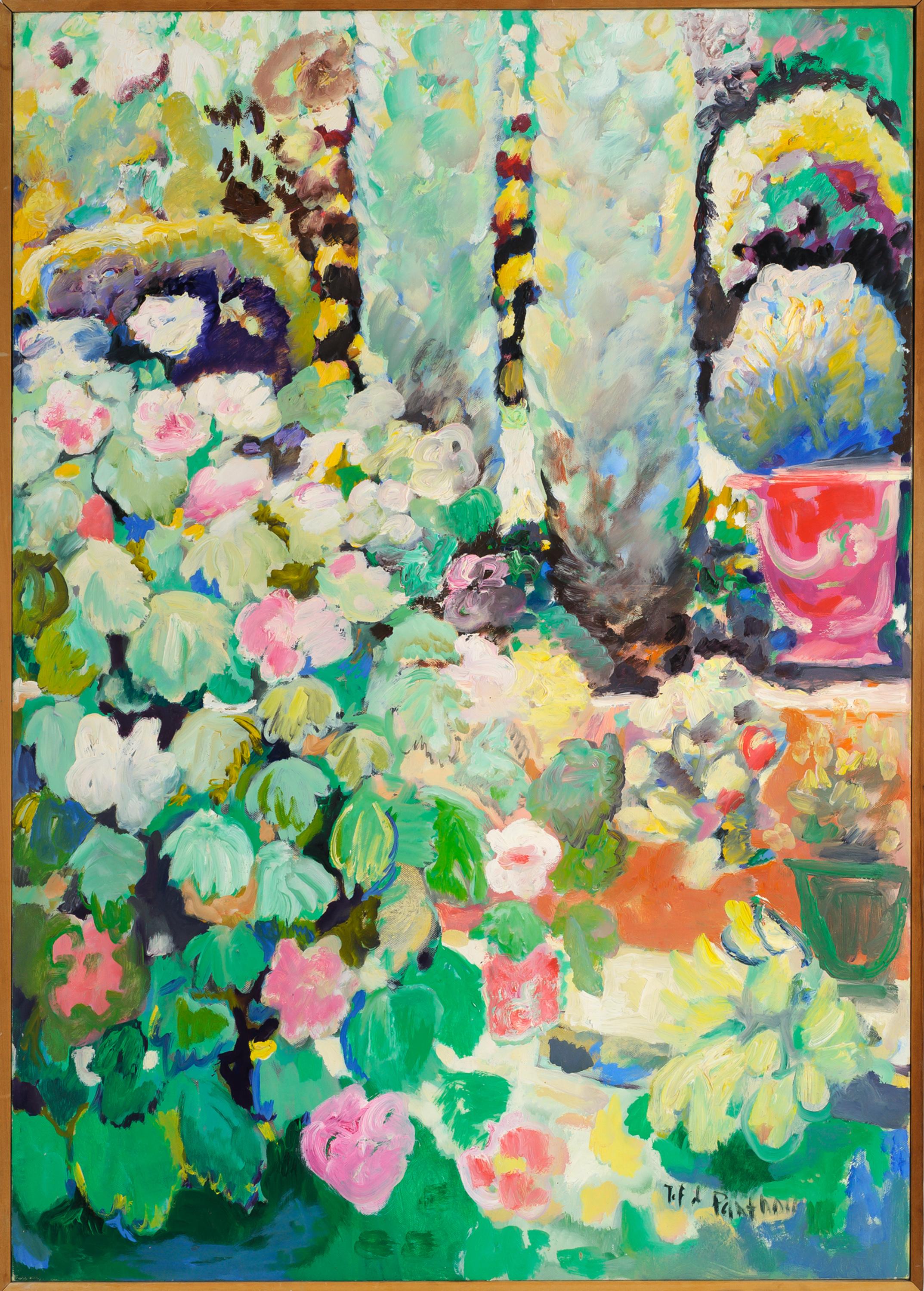 Français Peinture, Jardin de Provence par Jef De Panthou en vente