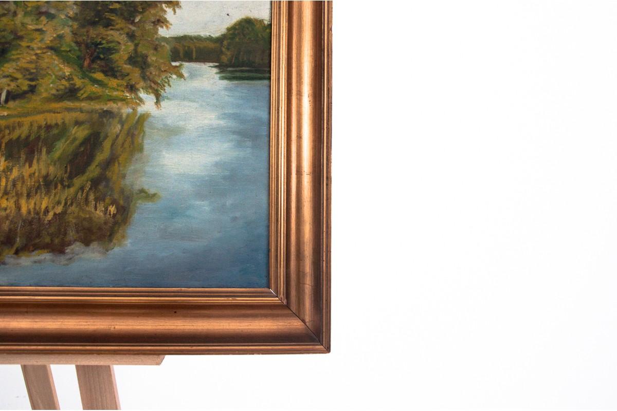 Scandinave moderne Peinture « Reflection in the river » (Reflection dans la rivière) en vente