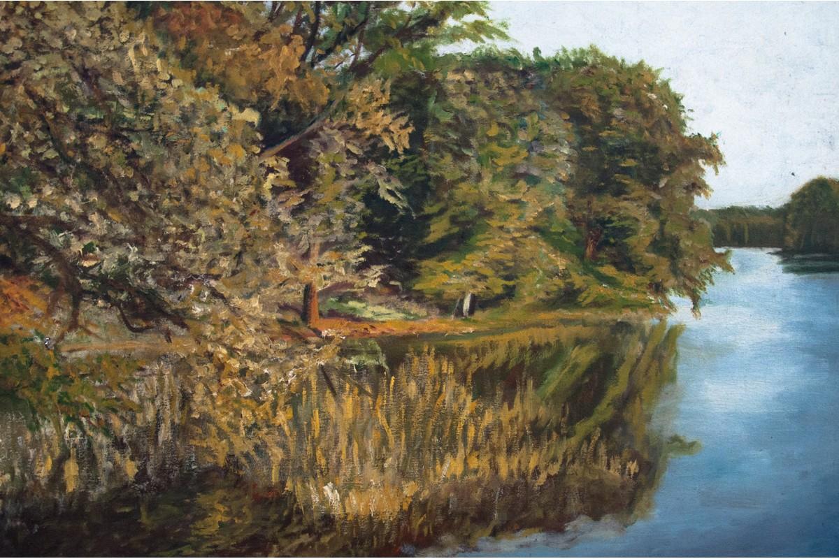 Scandinave Peinture « Reflection in the river » (Reflection dans la rivière) en vente