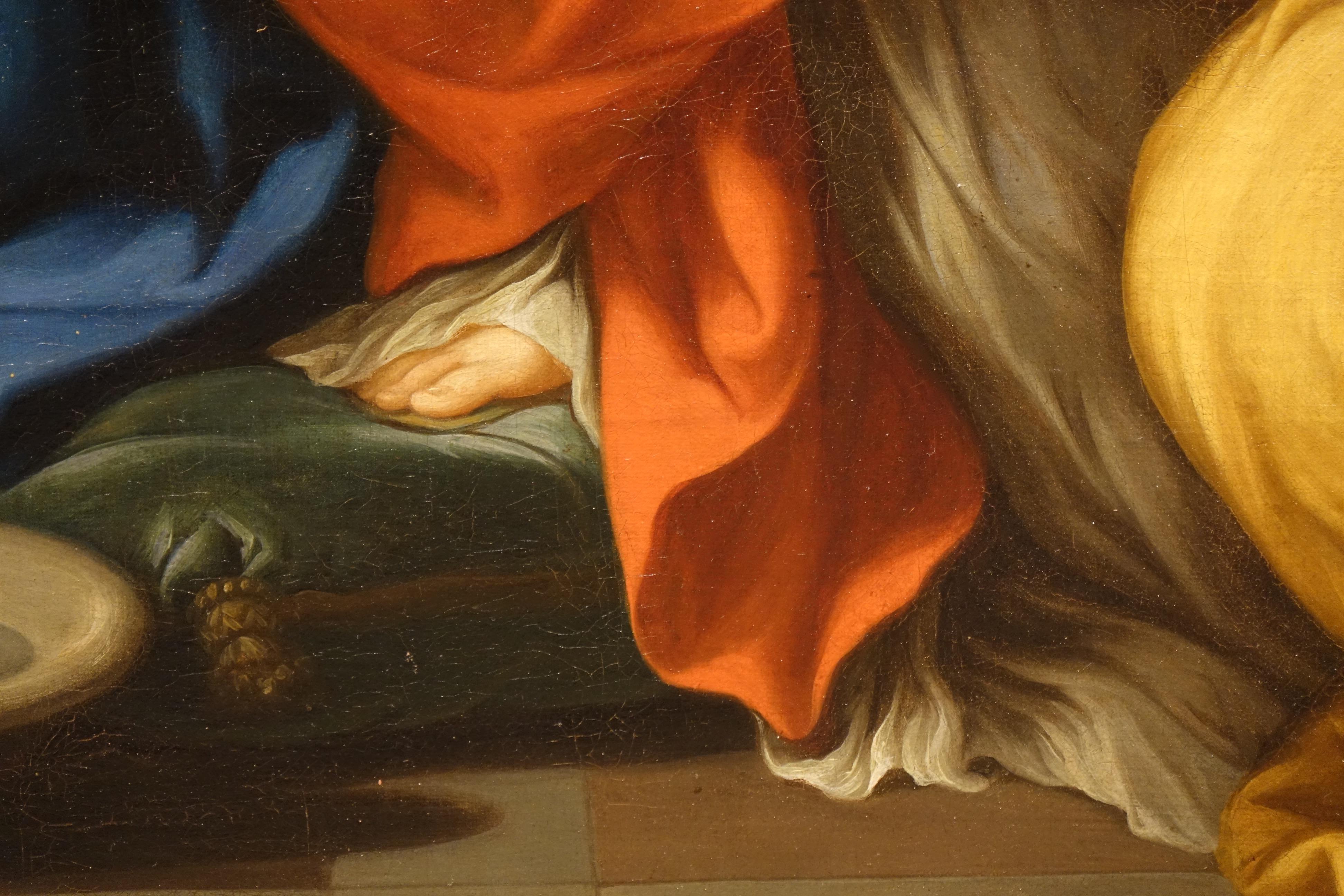 Painting Representing the Nativity of Mary, France, Oil on Canvas, 17th Century For Sale 4