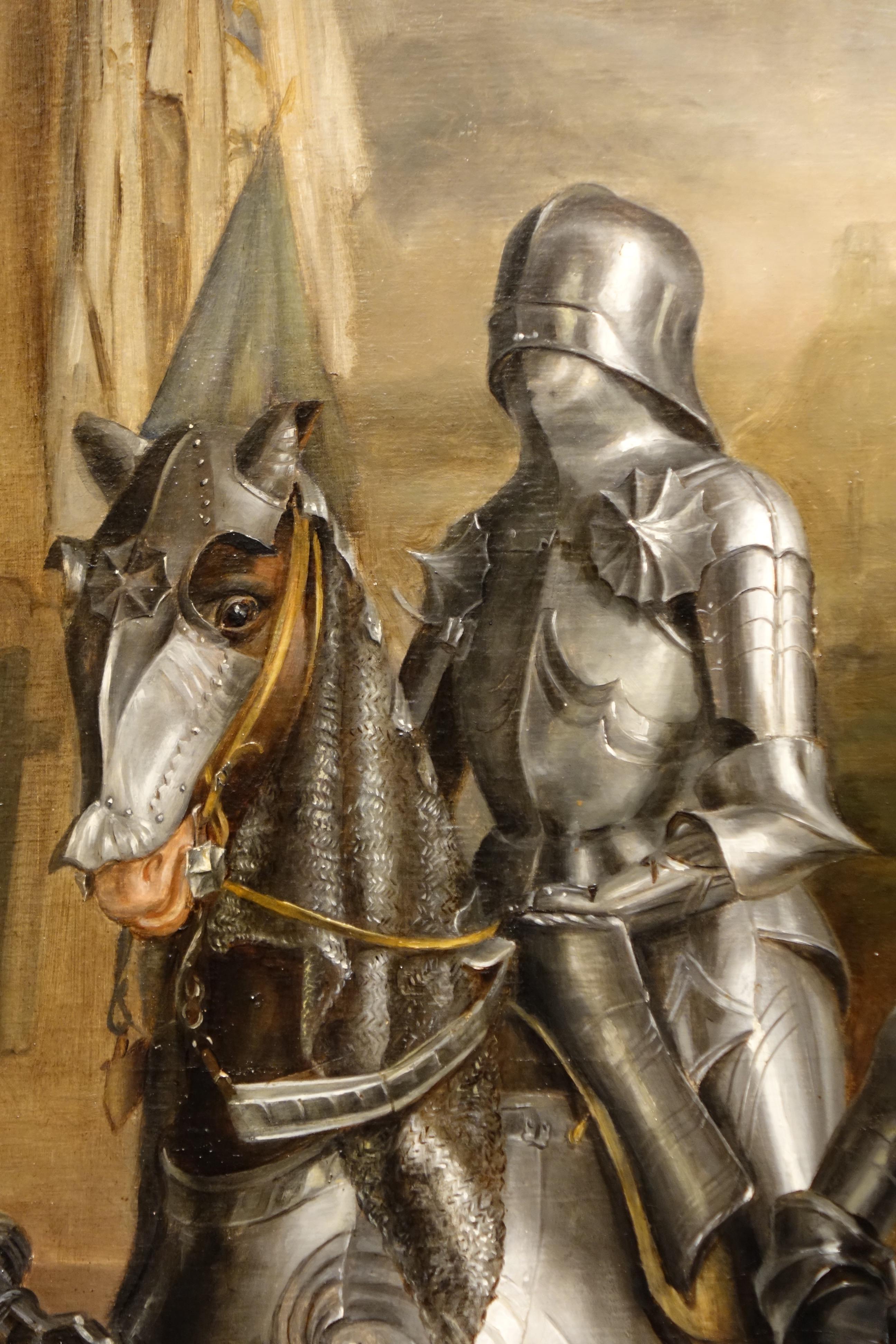 French Painting Representing Three Armors Signed M. Ducombs, circa 1880
