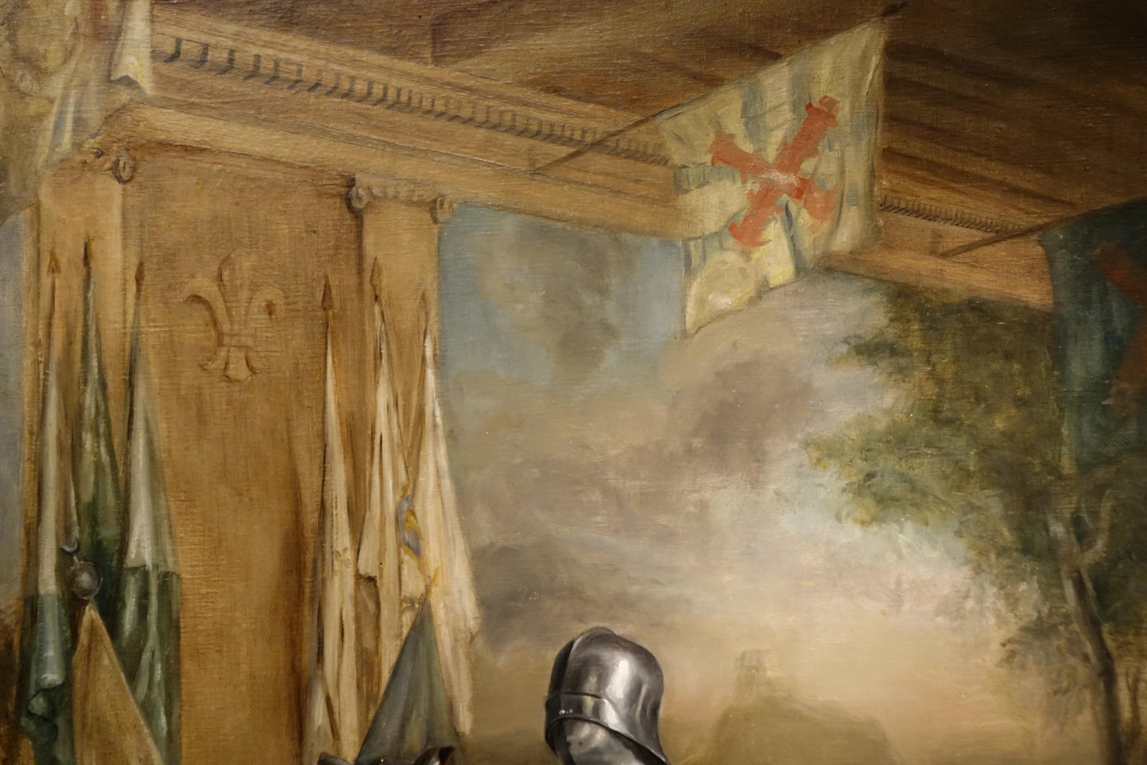 Painting Representing Three Armors Signed M. Ducombs, circa 1880 In Excellent Condition In Paris, FR