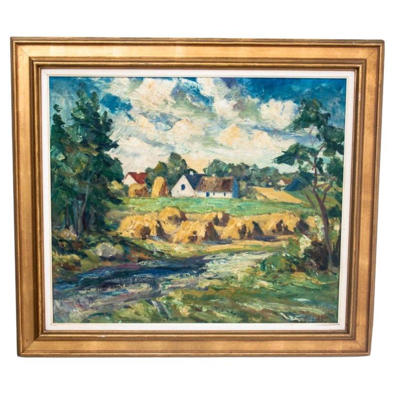 Painting "Rural landscape", Denmark, early XX century For Sale