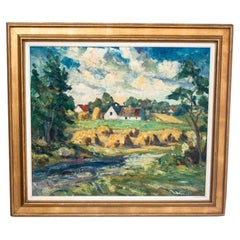 Vintage Painting "Rural landscape", Denmark, early XX century