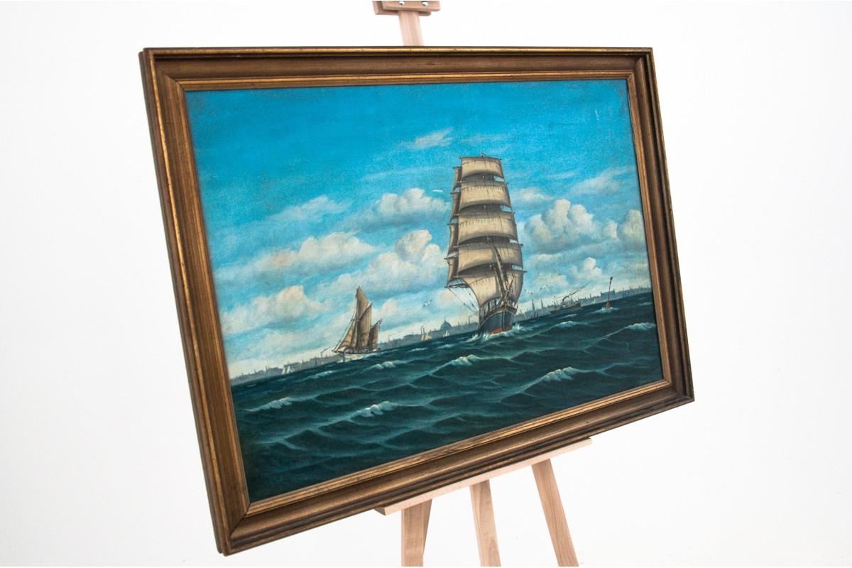 Milieu du XXe siècle Peinture « Voilier en mer » en vente