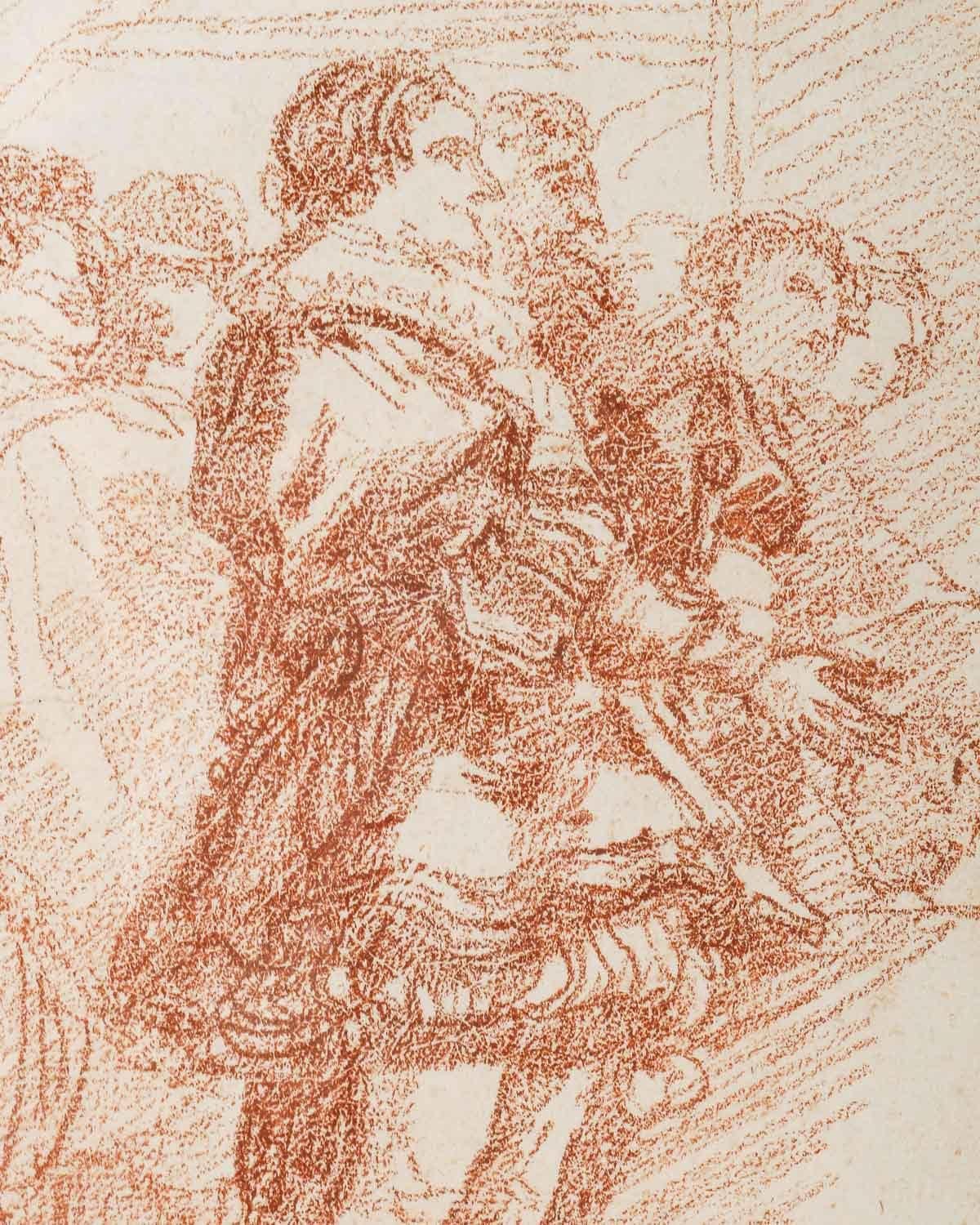 Gemälde, Sanguine auf Papier von Jean Robert Ango (1710-1773), XVIII. Jahrhundert. (Barock) im Angebot