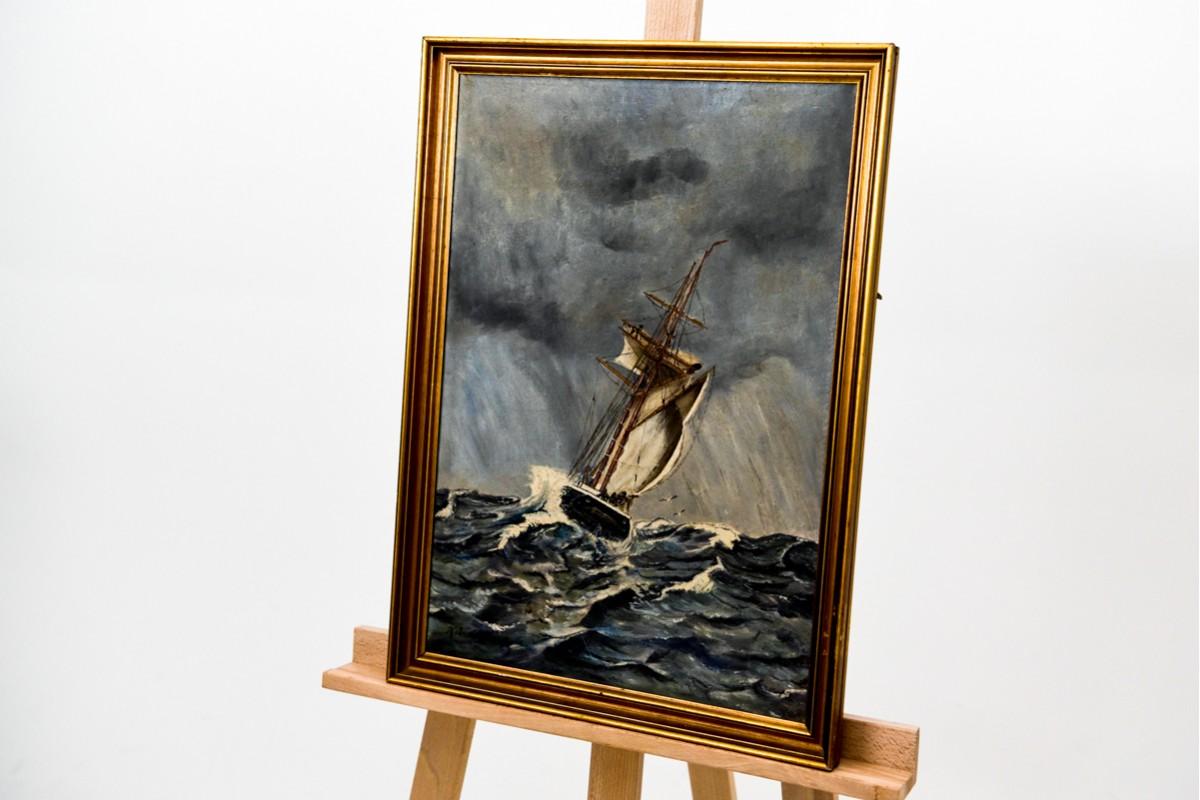 ship in storm painting