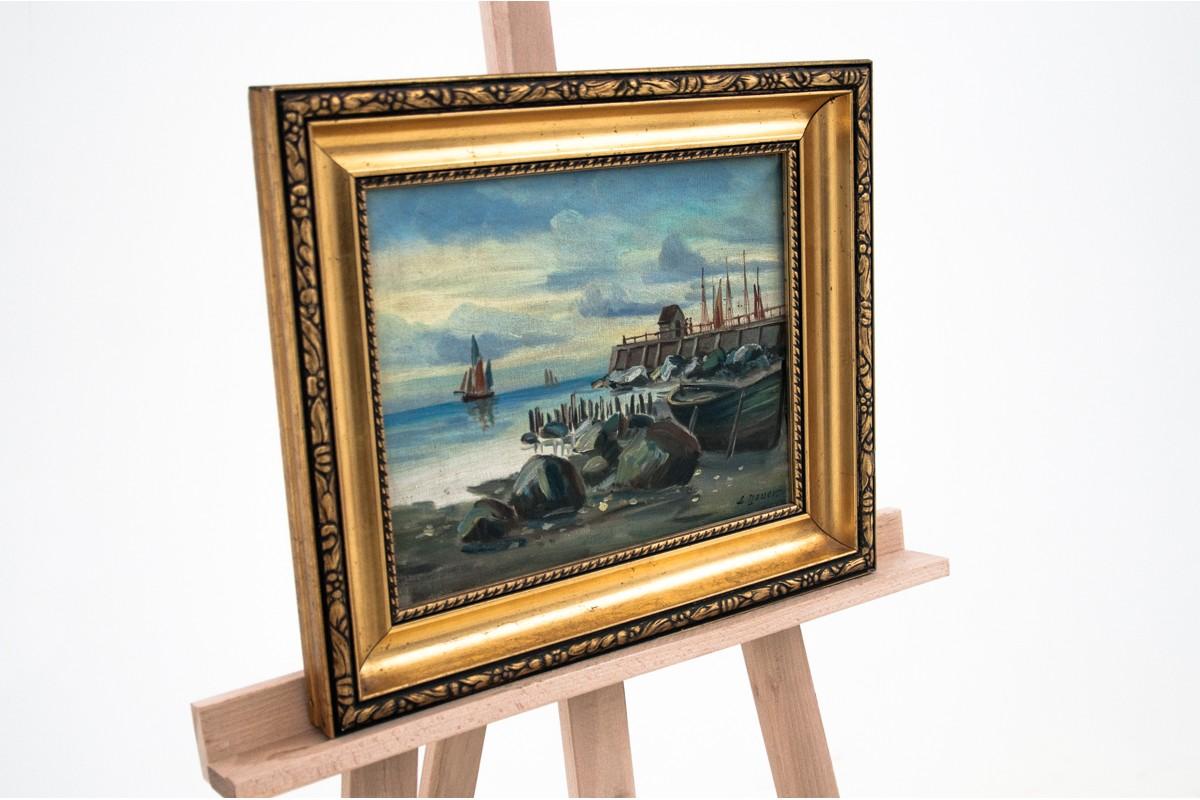 Peinture « Ships at sea » Bon état - En vente à Chorzów, PL