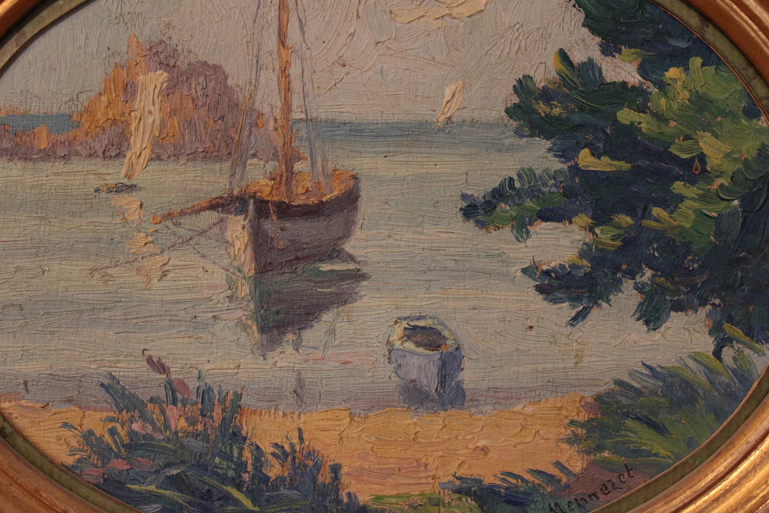 Painting Signed Charles Menneret, France 20th Century In Good Condition For Sale In Paris, FR