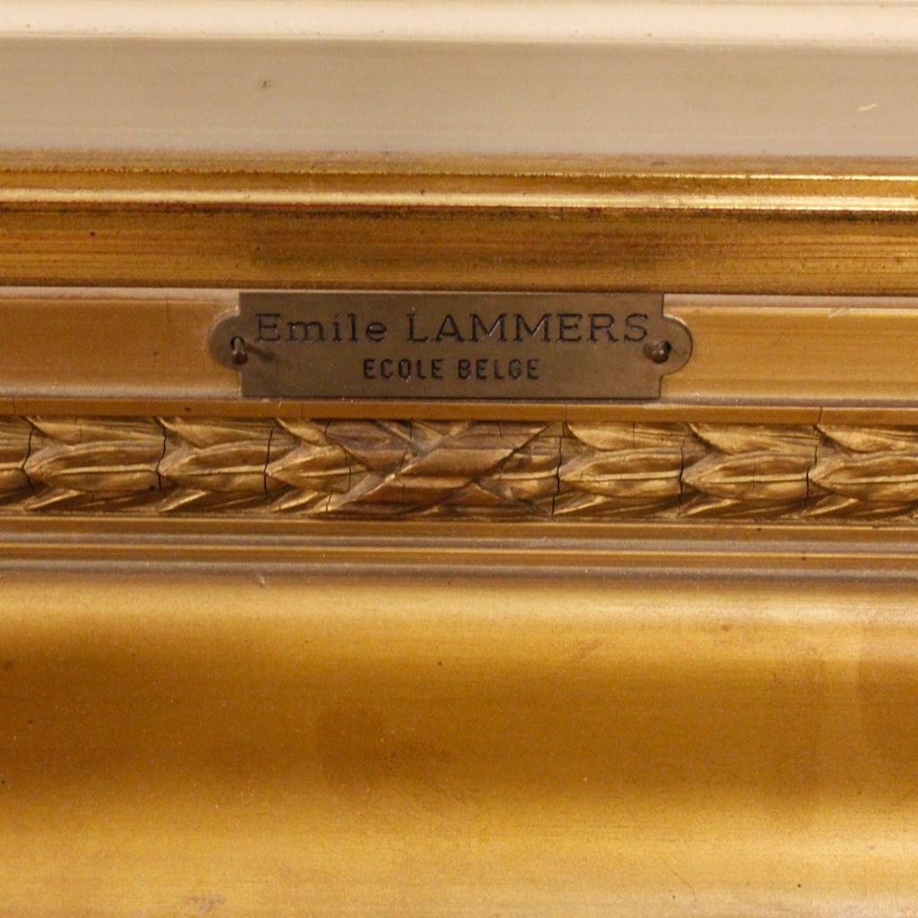 Peinture signée Emile Lammers Marina avec des bateaux, 20e siècle Bon état - En vente à London, GB