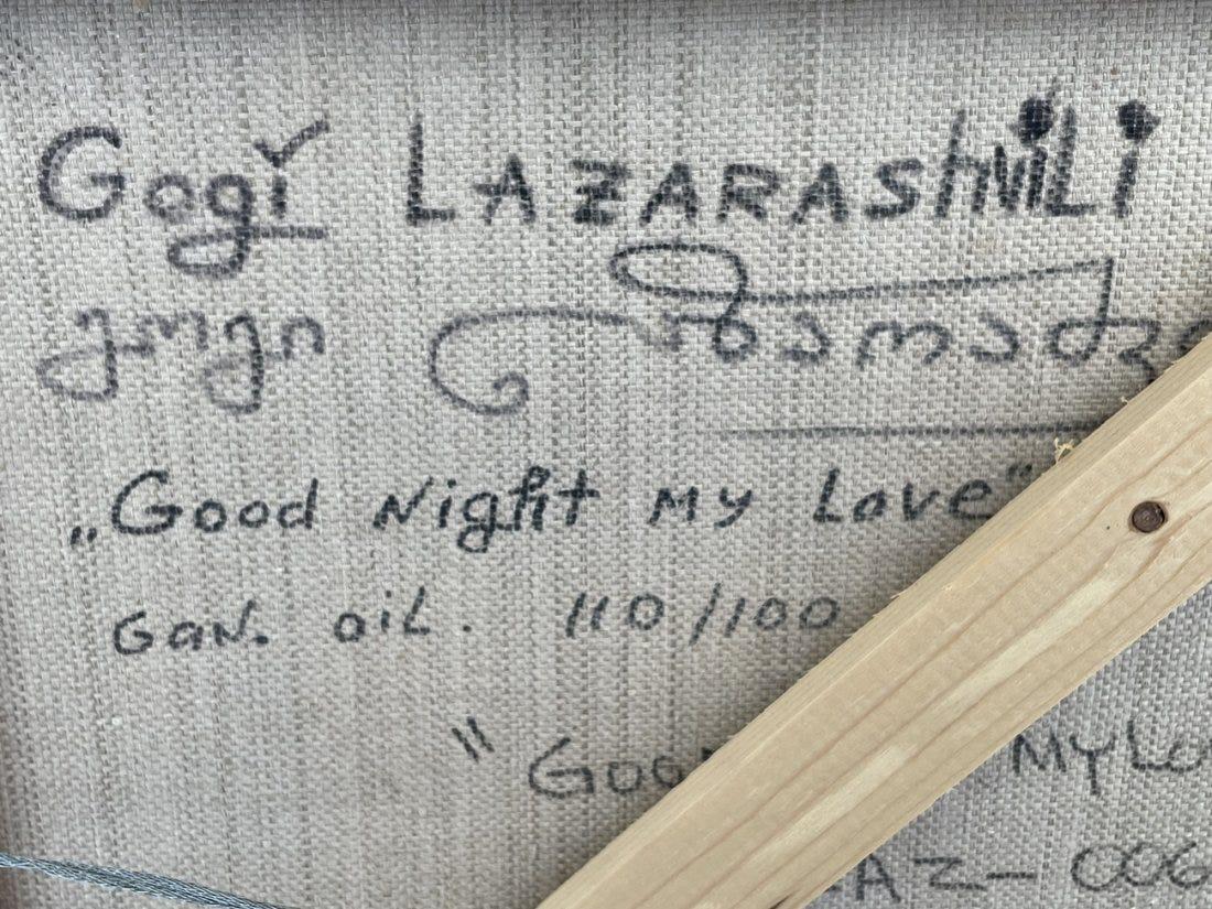 Canvas Painting Signed Gogi Lazarashvili, Good Night my Love