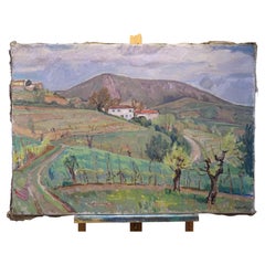 Painting "Spring Fields in Teolo, " Mario Disertori, Late 1940s