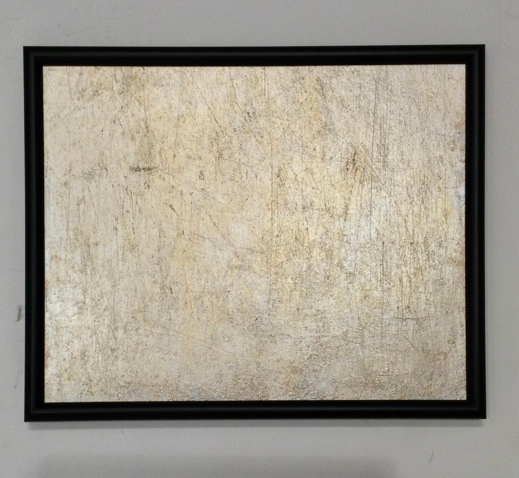 This painting consists of layers of Venetian plaster and shimmering gold acrylic. Measures: 18 by 13