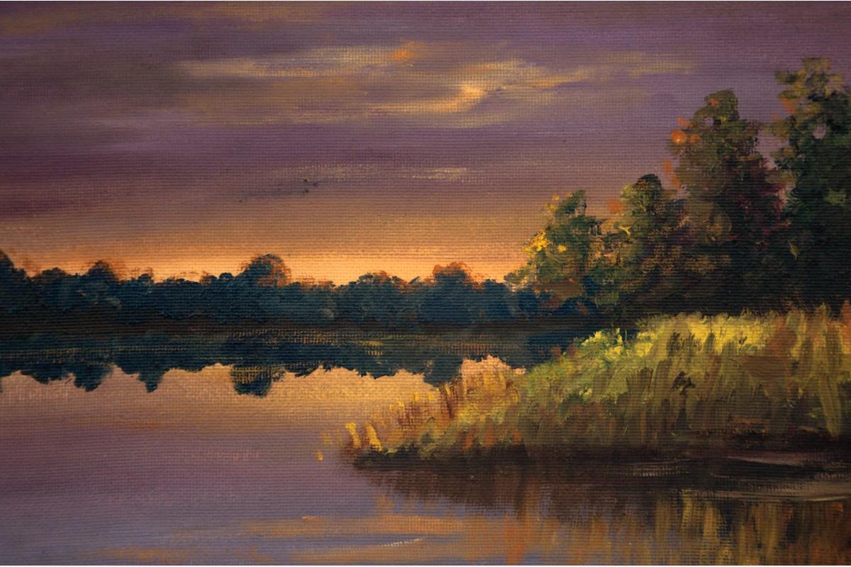 Gemälde „Sonnenuntergang über dem See“, signiert B. Baranowski (Sonstiges) im Angebot