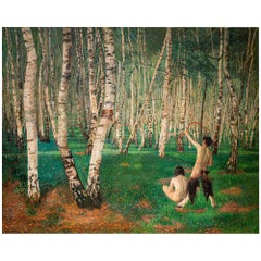 Painting The Birch Forest Karl Mediz Austrian Classical Modernism Symbolism 1894