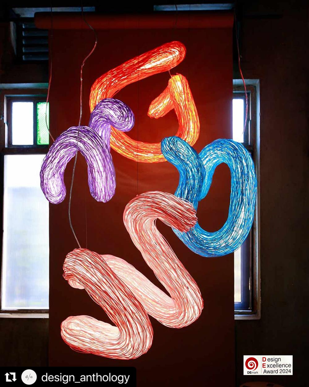 Pintar la Luz nos Uno a Cuatro de Ango, Iluminación Artesanal Tejido a mano en venta