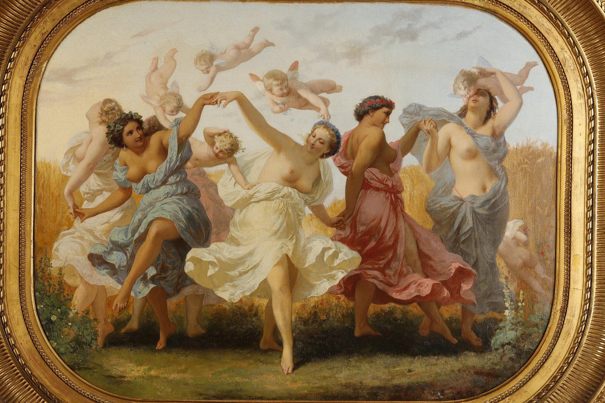 Français Peinture « The Round of the Nymphs » (Le rond des nymphes), signée Henry Picou, France, vers 1870 en vente