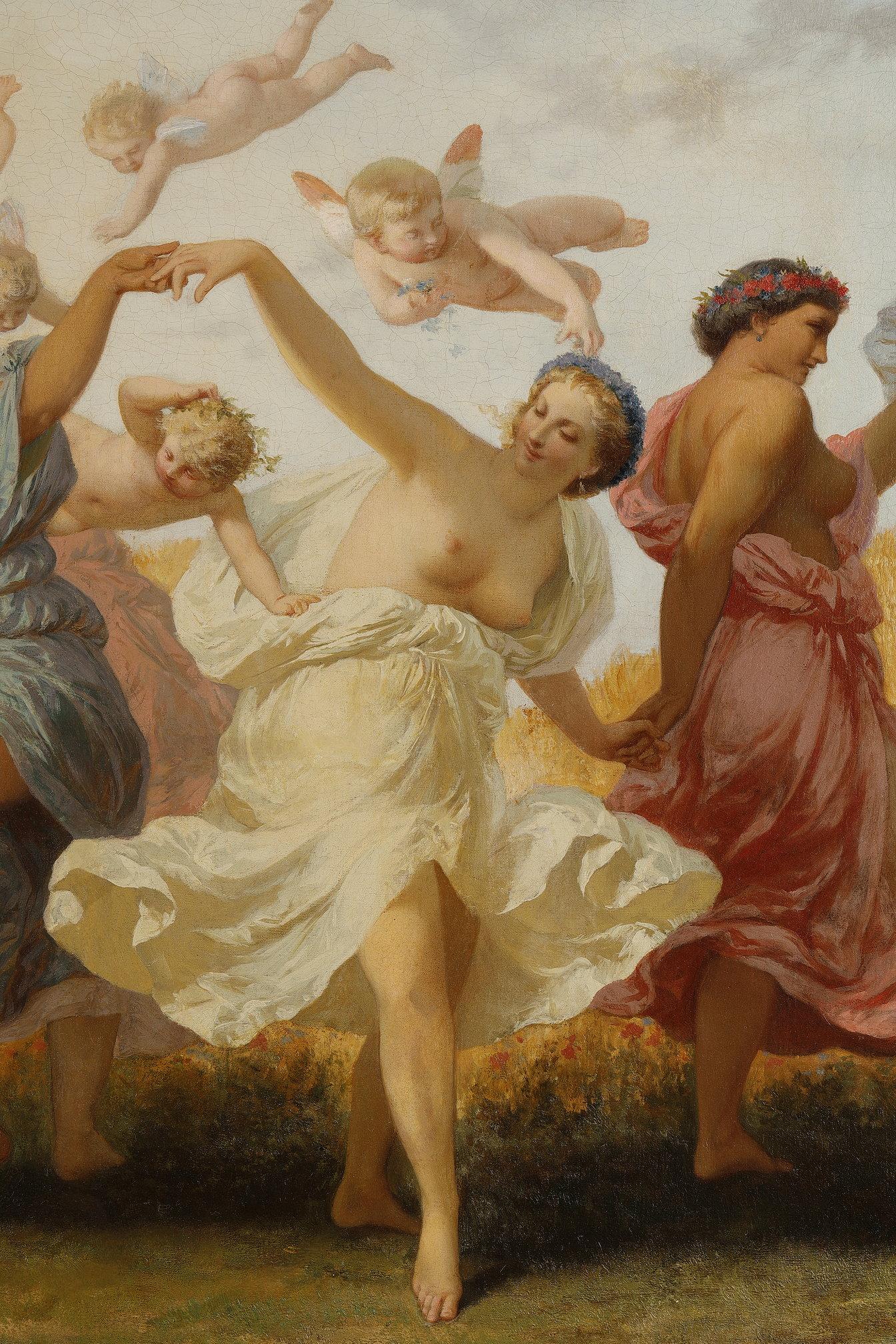 Fin du XIXe siècle Peinture « The Round of the Nymphs » (Le rond des nymphes), signée Henry Picou, France, vers 1870 en vente
