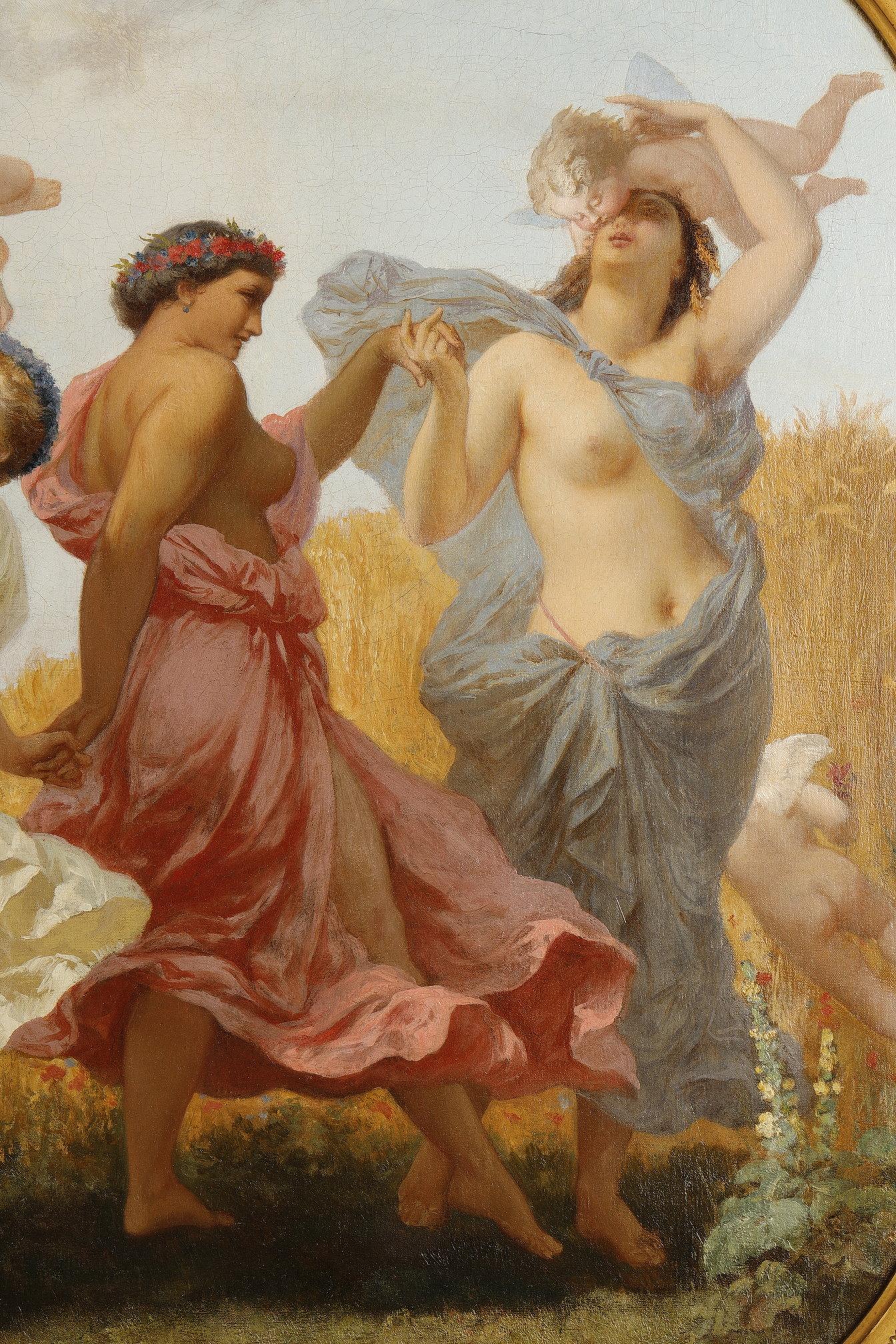 Toile Peinture « The Round of the Nymphs » (Le rond des nymphes), signée Henry Picou, France, vers 1870 en vente