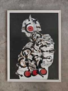 Painting "The Sniper" by Zoran Petrovic, mixed media, Yugoslavia (1990)