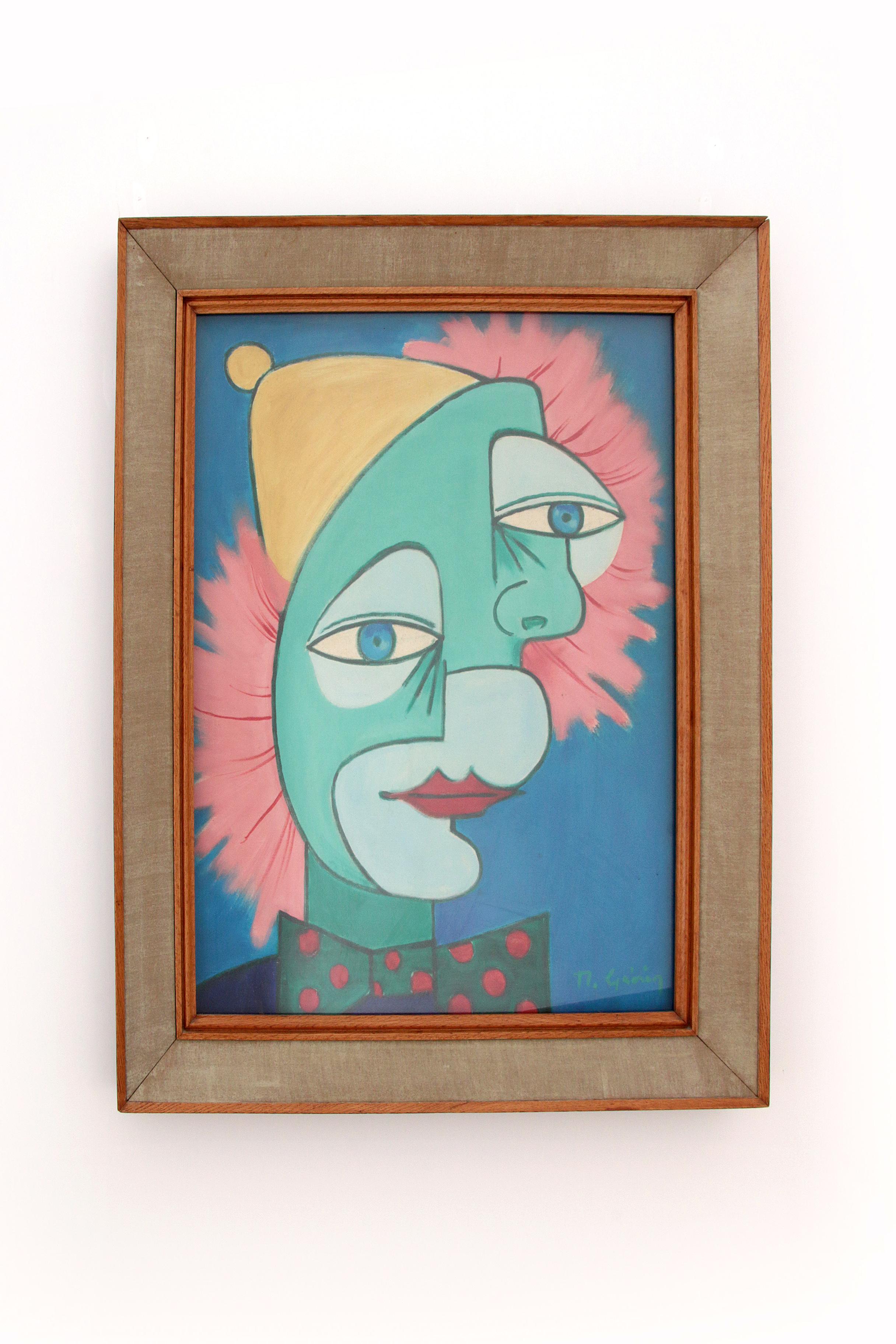 Michel Guérin (1940-2013) was a French painter and sculptor, best known for his works that explore duality and symbolism. In his work The Two Faces (original title unknown), he draws inspiration from the concept of duality—a theme that recurs