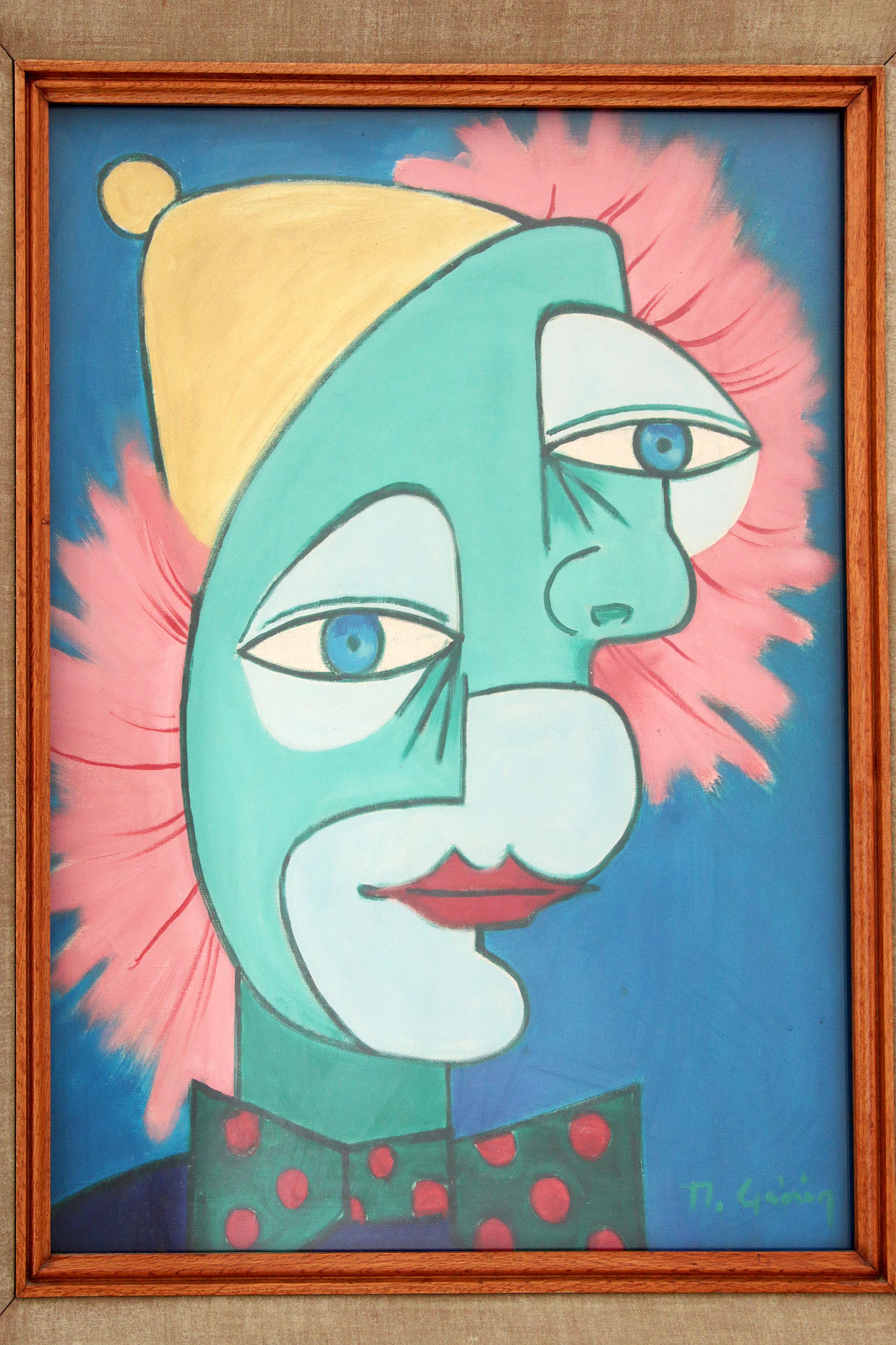 French Painting The Two Faces by Michel Guérin in the style of picasso For Sale