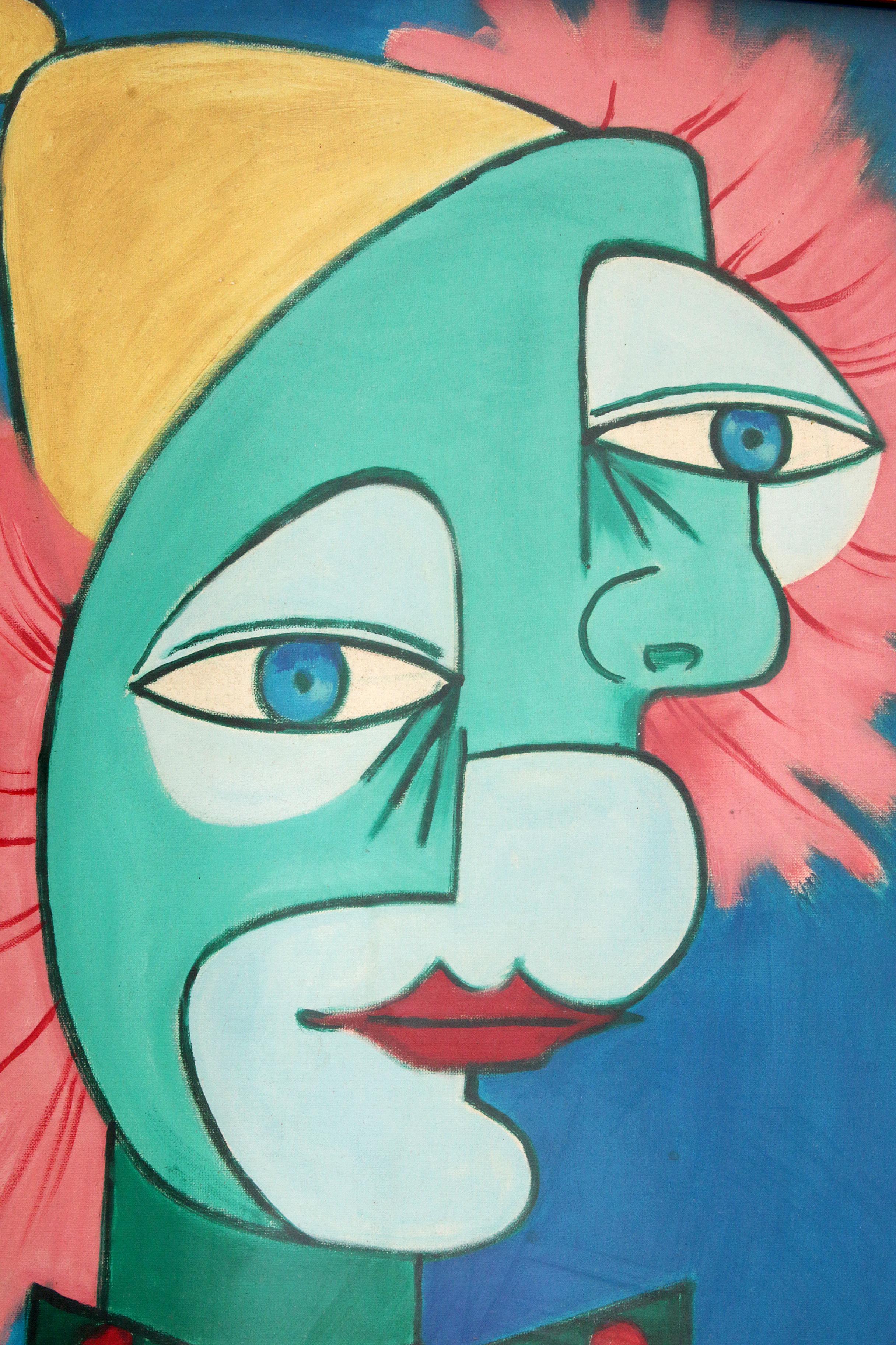 Painting The Two Faces by Michel Guérin in the style of picasso In Good Condition For Sale In Oirlo, LI