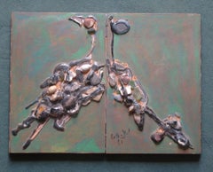 Pittura "Tryptique des sanctuaires aux oiseaux" 1969, di Catherine Val