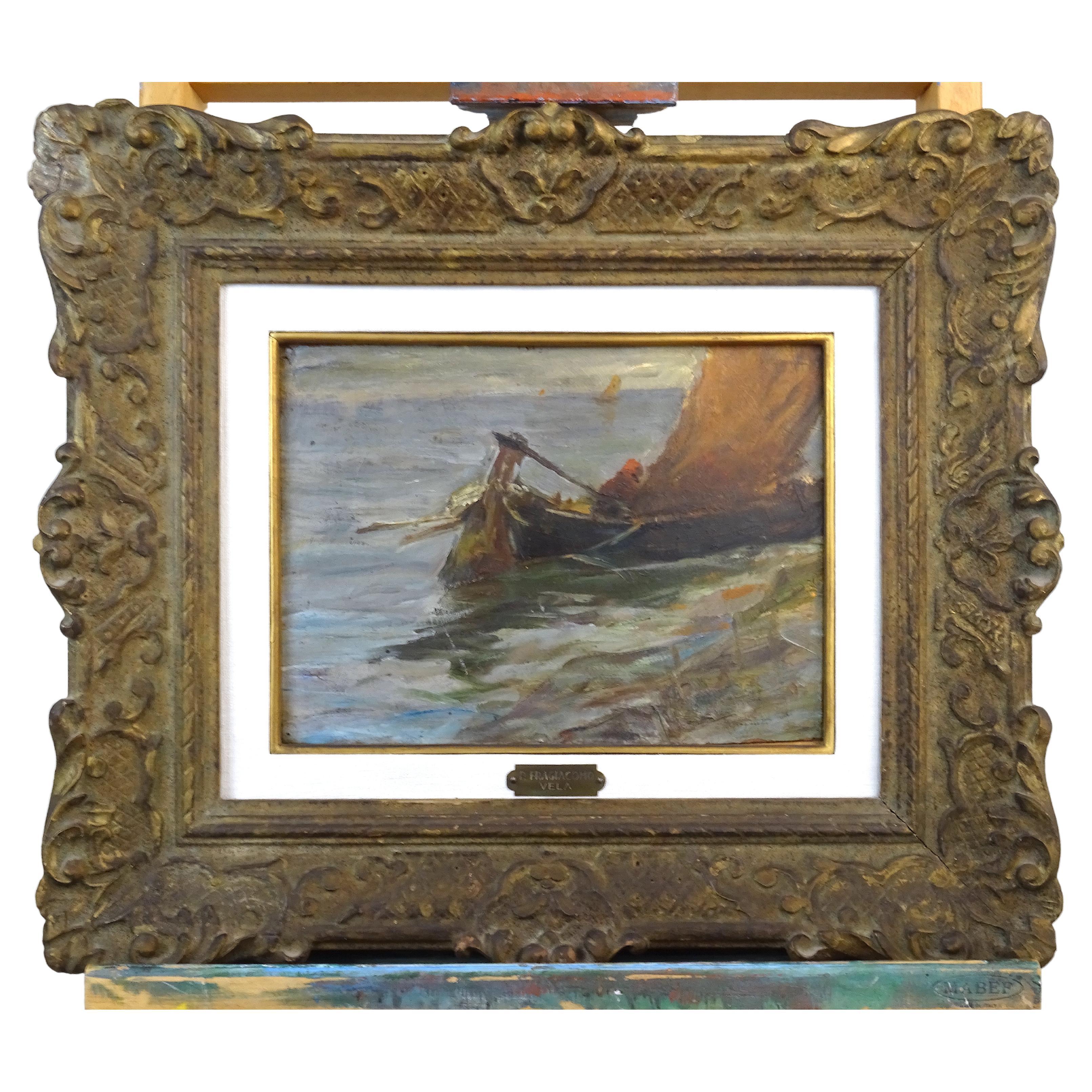 Painting 'Vela' P. Fragiacomo, 1910s circa For Sale