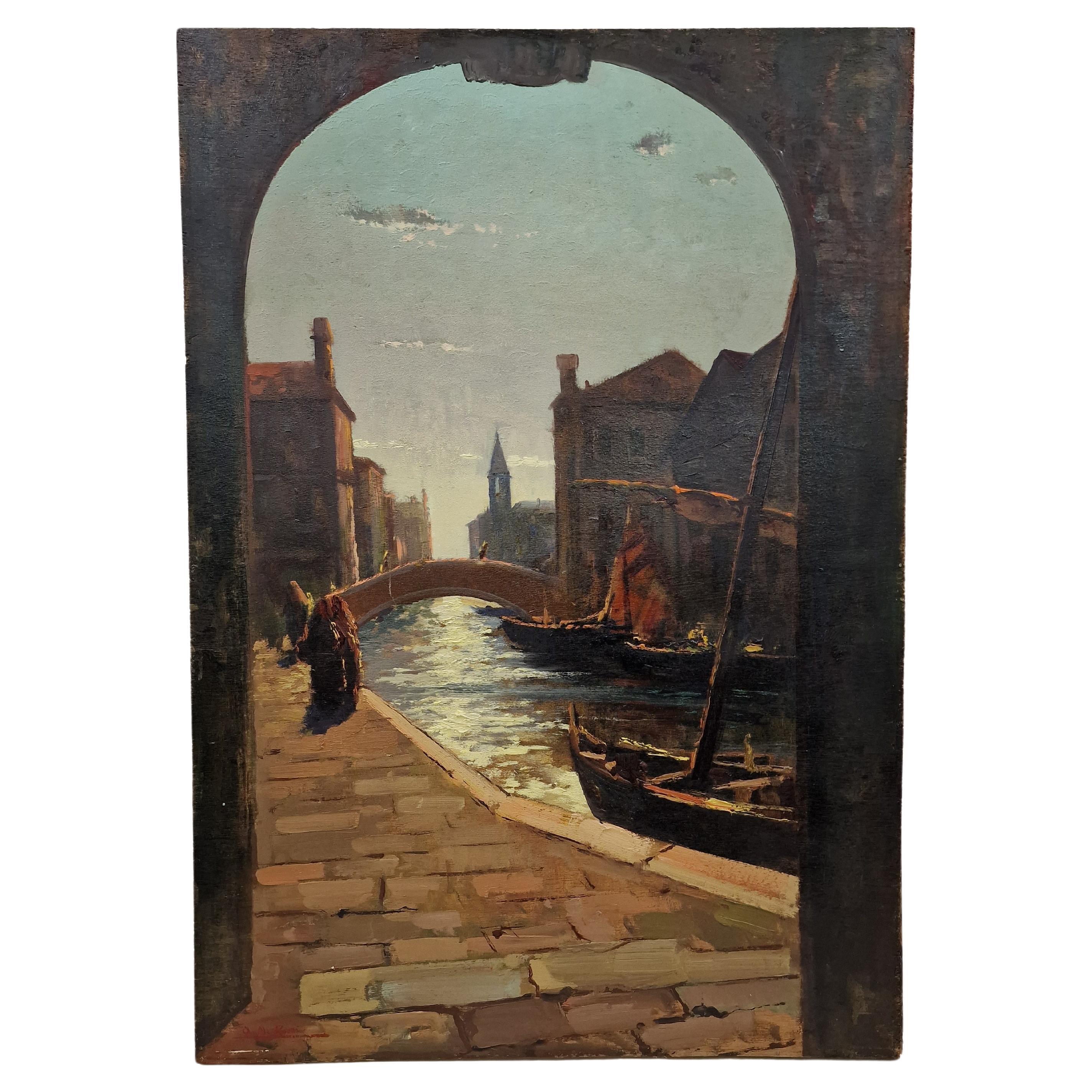 Painting, Venice, Serenissima, A.M. Rossi, Oil on Canvas, hand-painted, Italy For Sale