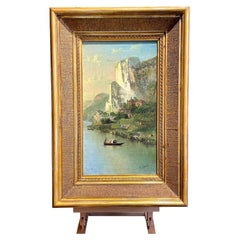 Painting "View of Lake Como" Augusto CARATTI circa 1880